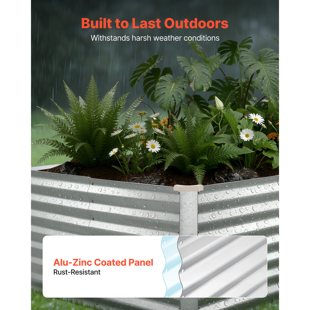 Galvanized Raised Garden Bed, 8 x 4 x 2 ft, Rectangular Metal Planter Box Kit Outdoor, Bottomless Elevated Planting Box with Gloves, Rustproof Alu-Zinc, for Growing Flowers Vegetables, Silver Media 4