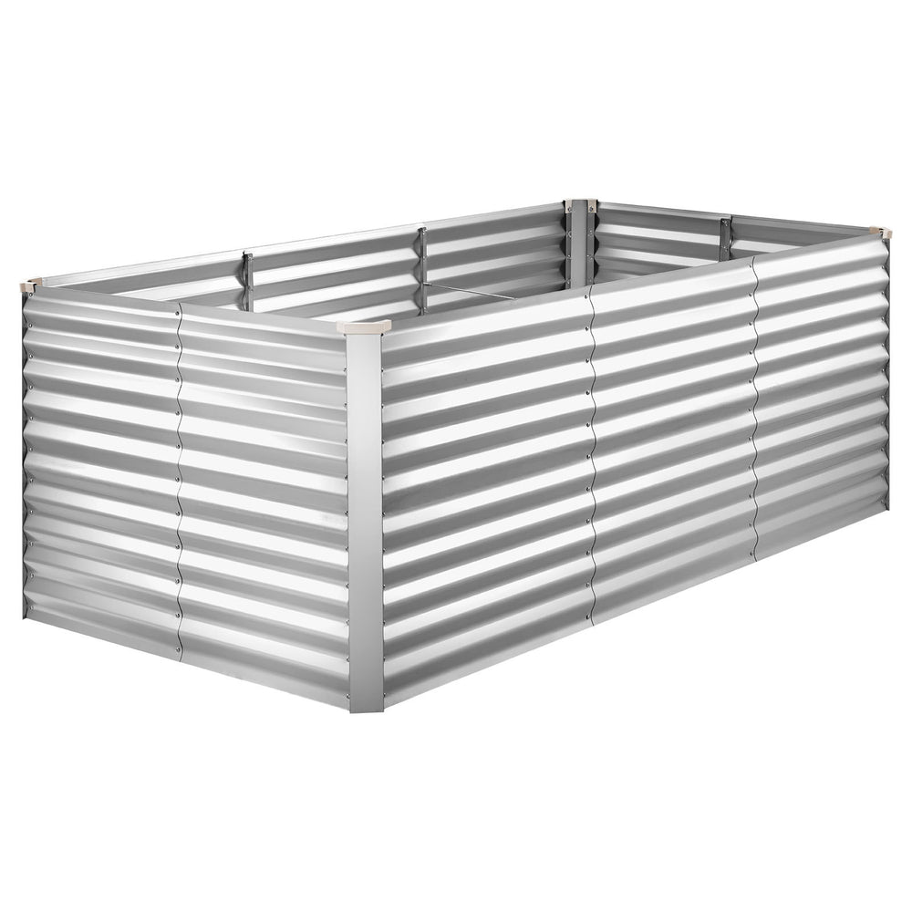 Galvanized Raised Garden Bed, 8 x 4 x 3 ft, Rectangular Metal Planter Box Kit Outdoor, Bottomless Elevated Planting Box with Gloves, Rustproof Alu-Zinc, for Growing Flowers Vegetables, Silver Media 9