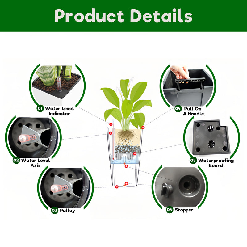 Brown Faux Rattan Indoor Outdoor Planter with Automatic Watering System, 22-Inch High, Pack of 2, Made from Polypropylene