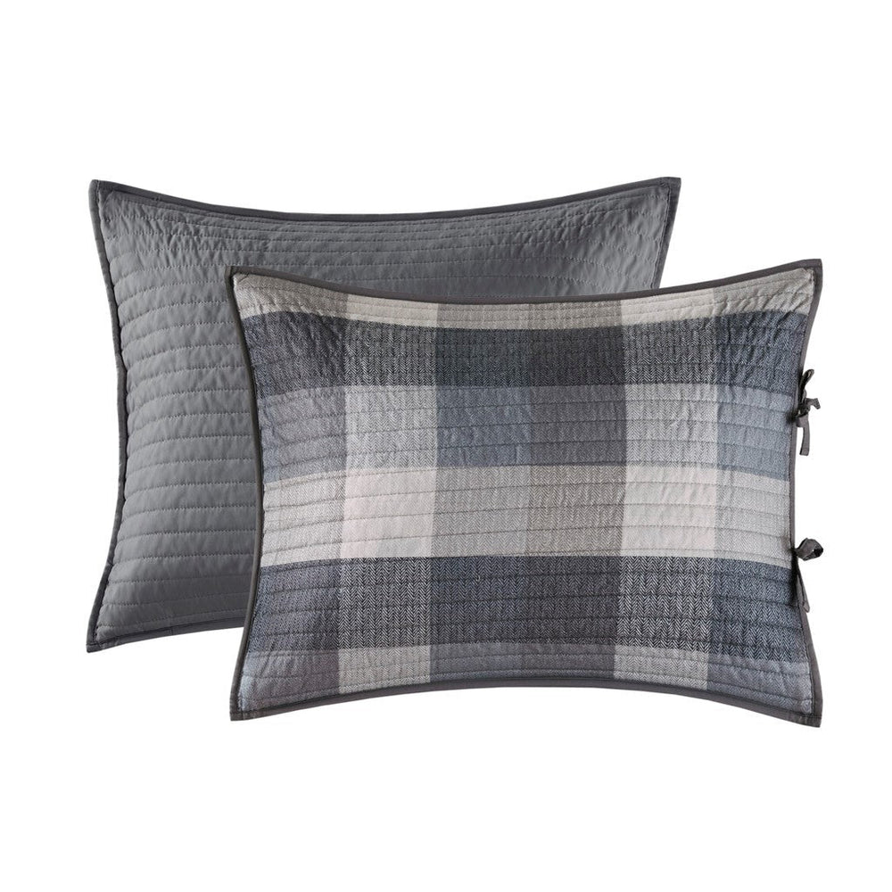 6 Piece Reversible Plaid Daybed Cover Set Grey Daybed Media 9