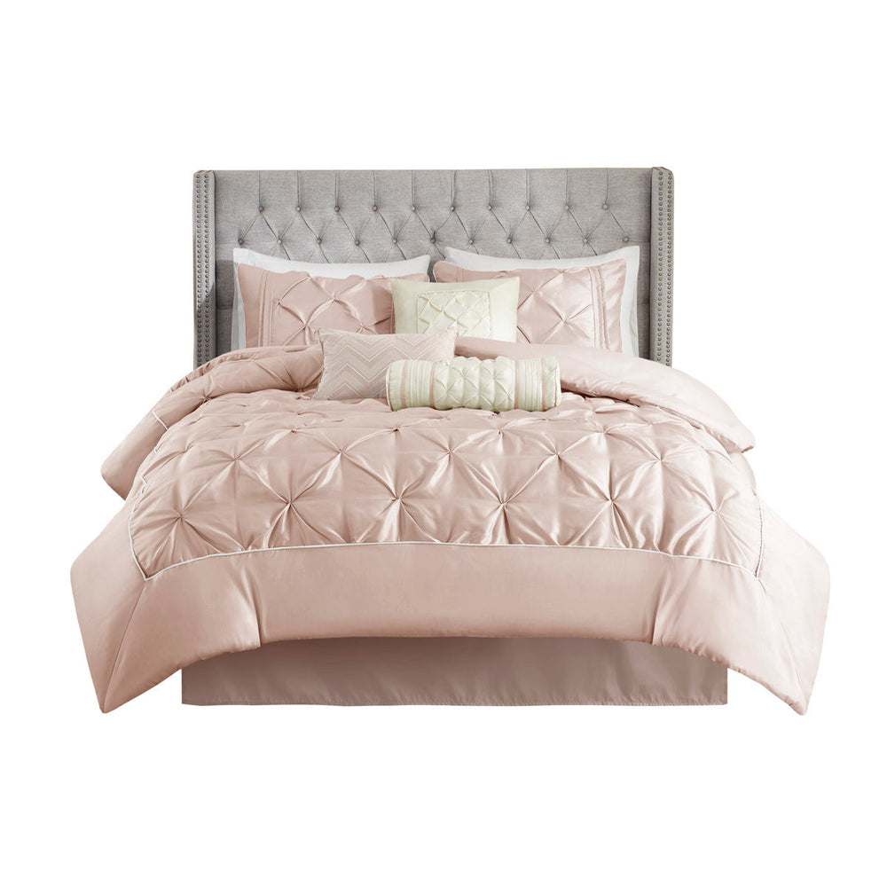 7 Piece Tufted Comforter Set Blush Cal King Media 6
