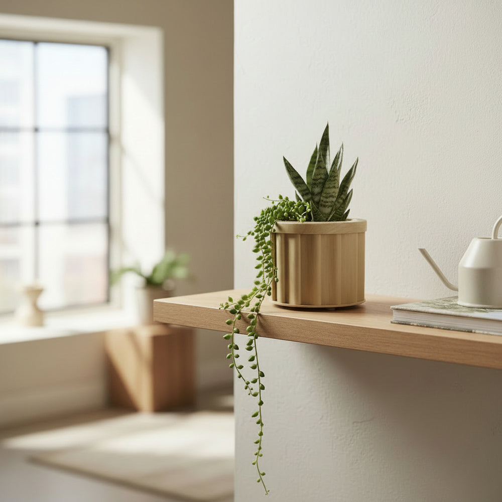 Round Strata Planter SM - Beige Brown Media 3