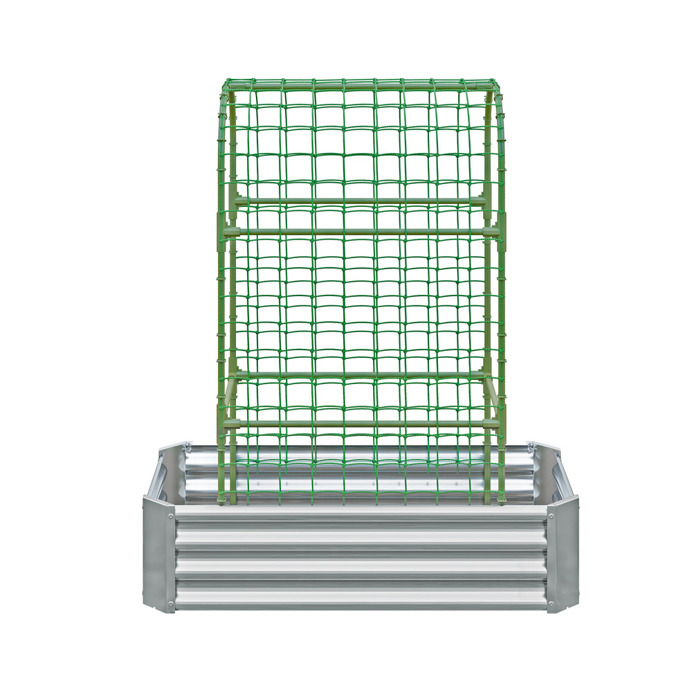 2-in-1 Raised Garden Bed with Trellis - 59' Tall Arch Planter Box for Climbing Plants, Outdoor Galvanized Metal Gardening Bed for Vegetables, Fruits, Flowers (Silver, 4x2x1 Ft) Media 12