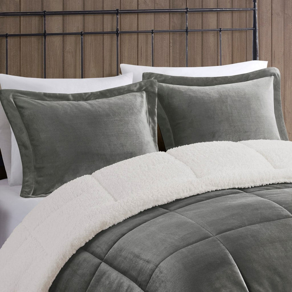 King Plush to Sherpa Down Alternative Comforter Set Media 2