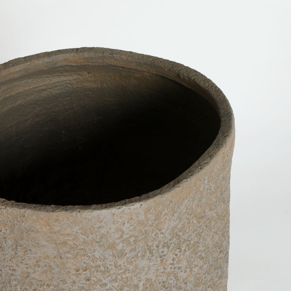 Round Concrete Planter Set of 2, Large Outdoor Indoor Handmade Rustic Decorative Planter Pots Containers with Drainage Holes for Home Garden Patio, 14' x 22' & 17' x 26' (Coffee) Media 14