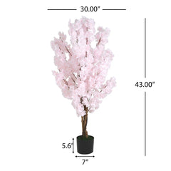 43' Artificial Cherry Blossom Tree with Black Plastic Pot perspective