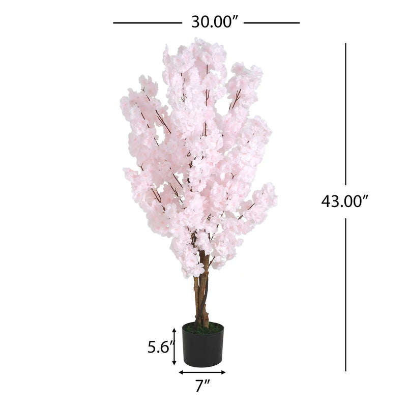 43' Artificial Cherry Blossom Tree with Black Plastic Pot