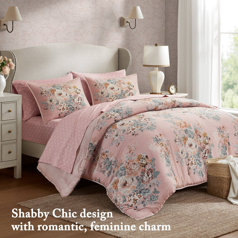 7-Piece Full 7 Piece Vin -inspired Collection floral print,Pink Media 5