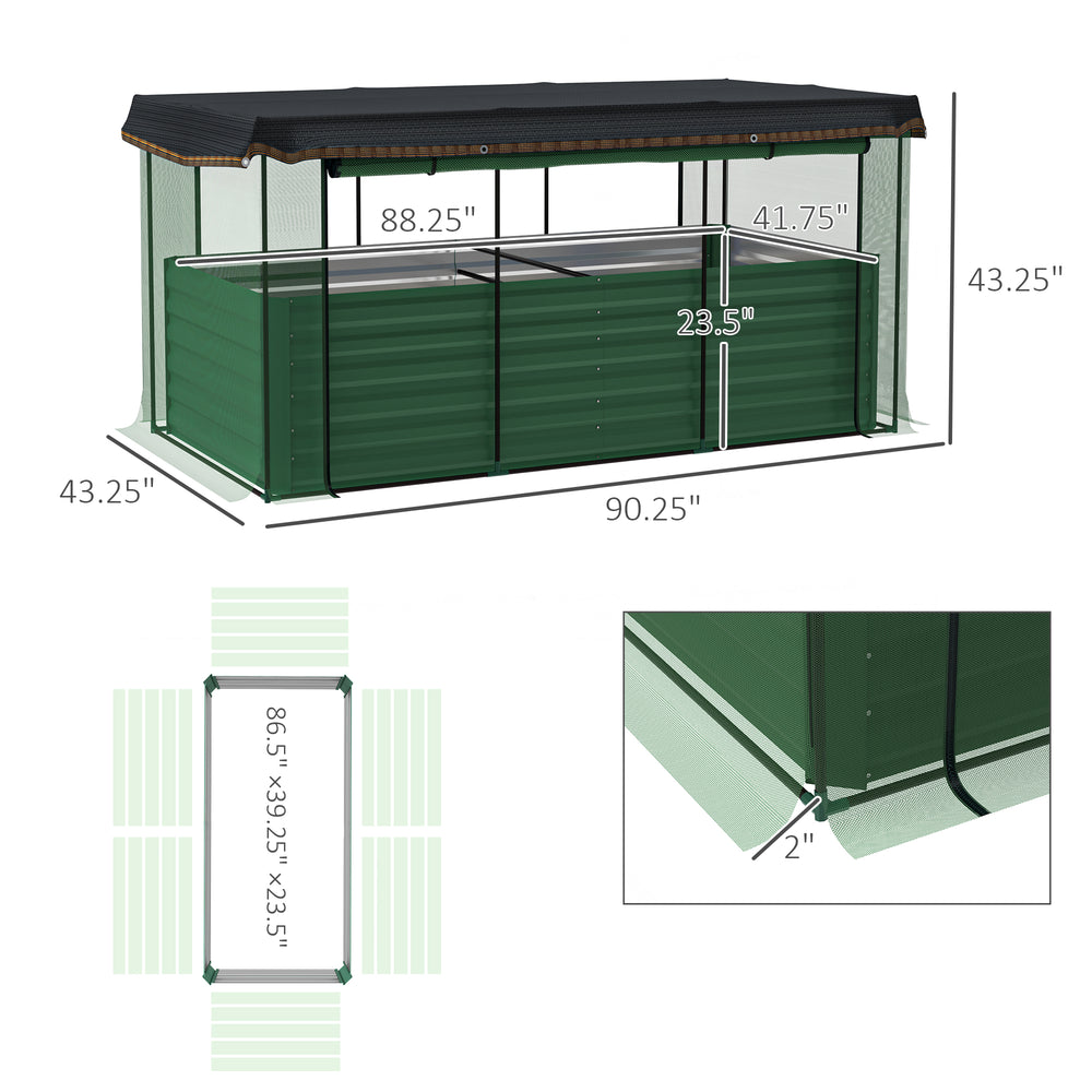 Crop Cage and Shade Cloth with Raised Garden Bed,Galvanized Steel Planter Box Media 2