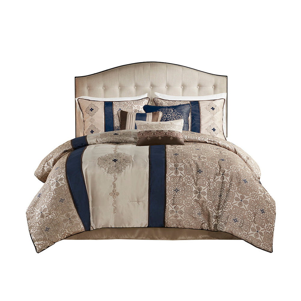 King 7 Piece Jacquard Comforter Set with Throw Pillows Media 18