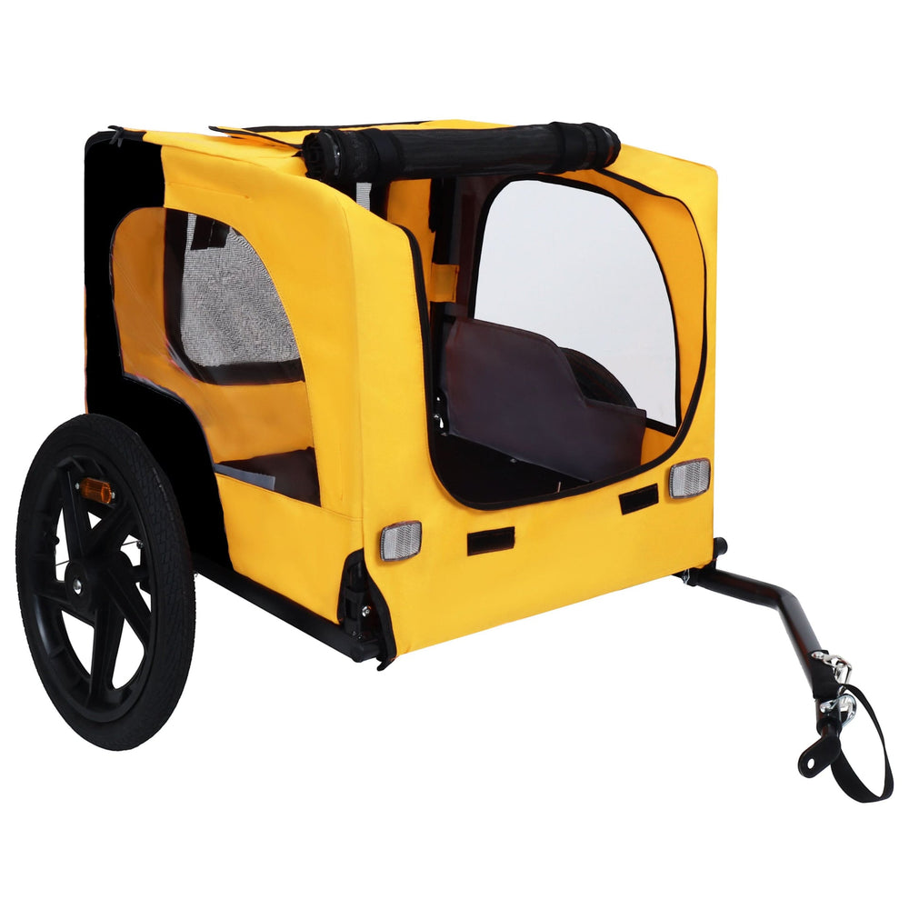 Pet Bike Trailer Dog Cart for Bicycle, Suitable for Small and Medium Pets, Easy Folding Cart Frame, Quick Release Wheel, Non-Slip Floor, Internal Leash Media 11