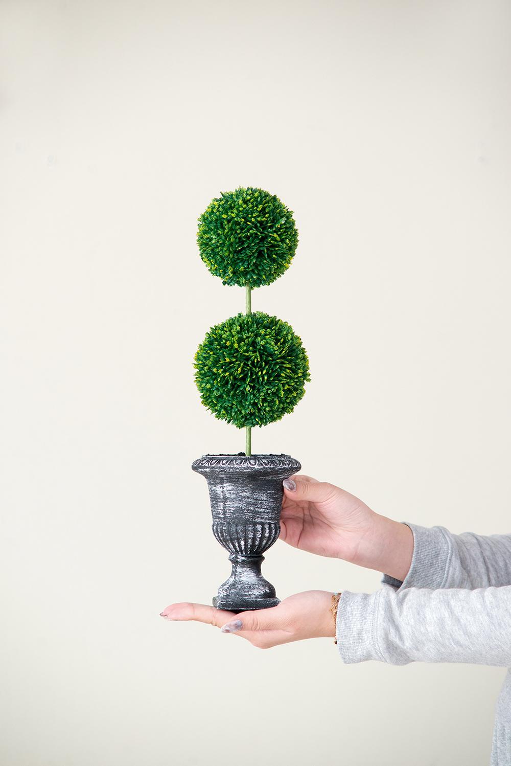 S/2 D4x15.5'H Faux Double Ball-Shape Topiary-Black Pot Media 2