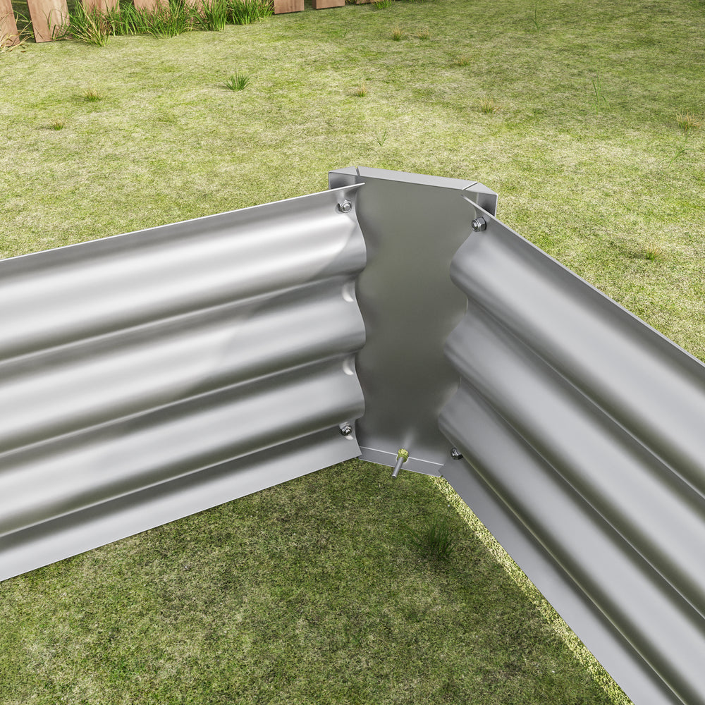 2PCS Silver 6×3×1ft Metal Raised Rectangle Garden Planter Beds Media 13
