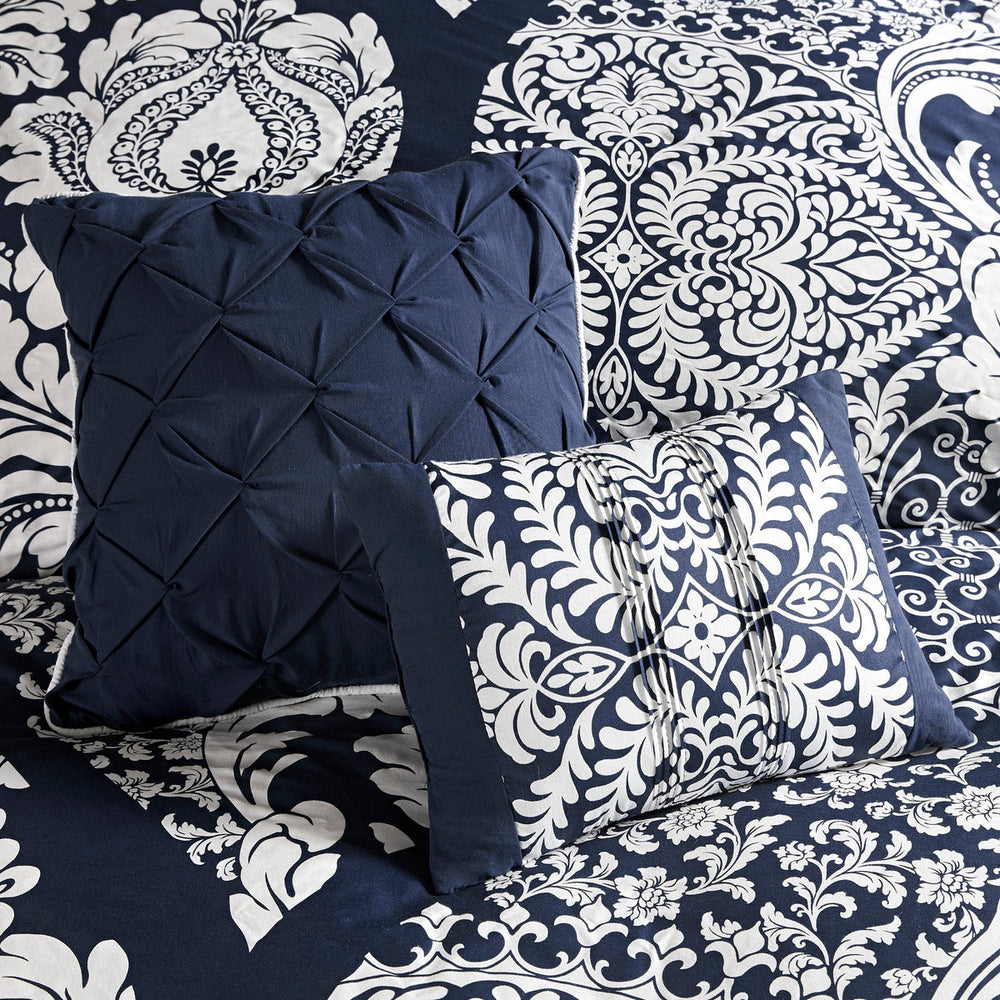 7 Piece Cotton Printed Comforter Set Indigo King Media 11
