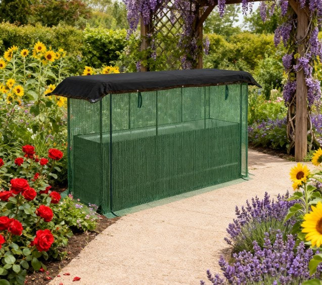 Raised Garden Bed,Galvanized Steel Planter Box with Crop Cage and Shade Cloth,for Flowers, Veggies and Herbs Media 1