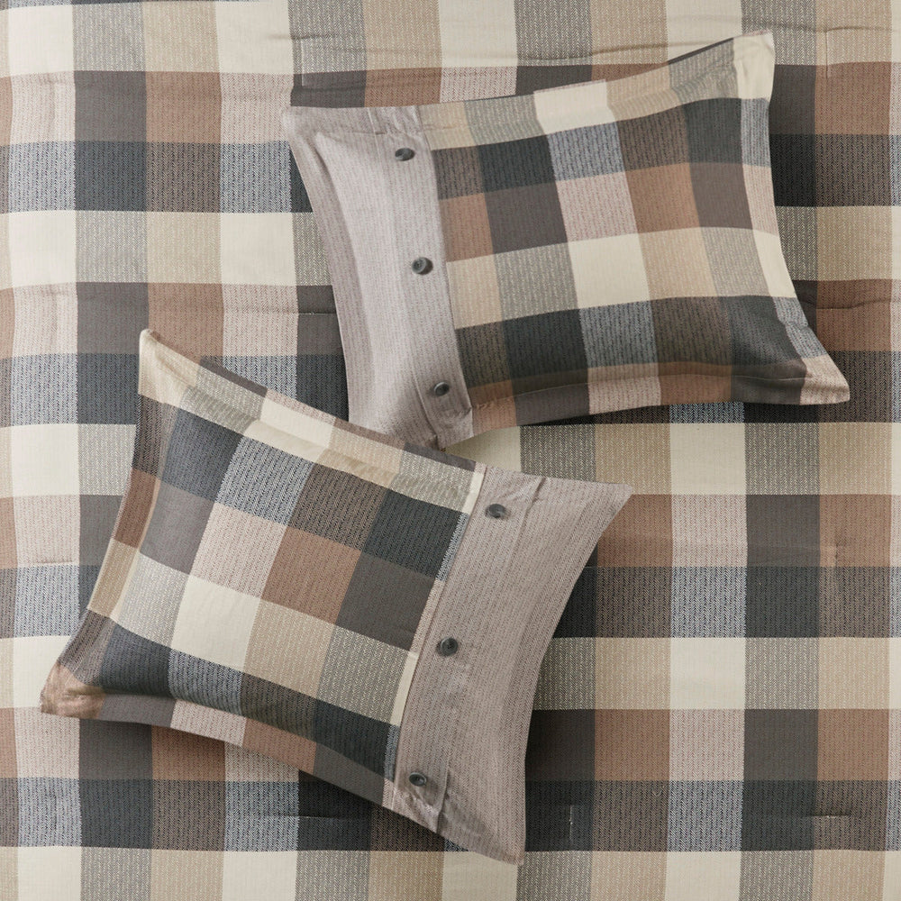 7 Piece Herringbone Comforter Set Neutral Queen Media 9