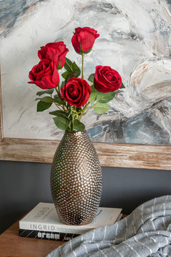 Decorative Ceramic Vase with Textured Bronze Finish perspective