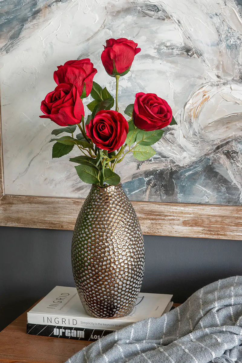Decorative Ceramic Vase with Textured Bronze Finish
