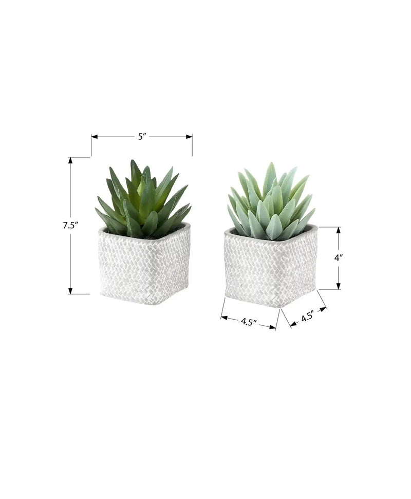 Artificial Plant, Set Of 2, 8' Tall, Succulent, Table, Grey Cement Pots, Contemporary, Modern