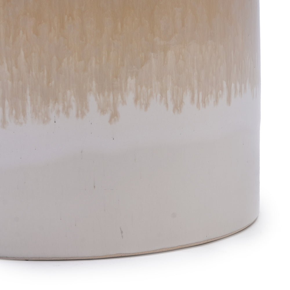 Handmade Non-Porous Ceramic Planter Set of 2, 6' & 8' Diameter, Beige Drip Glaze, for Aquatic Plants Indoor/Outdoor Shelf & Desk Use, Breathable Clay Media 14
