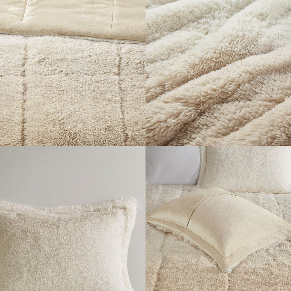 Ombre Shaggy Long Fur Comforter Mini Set Media 5