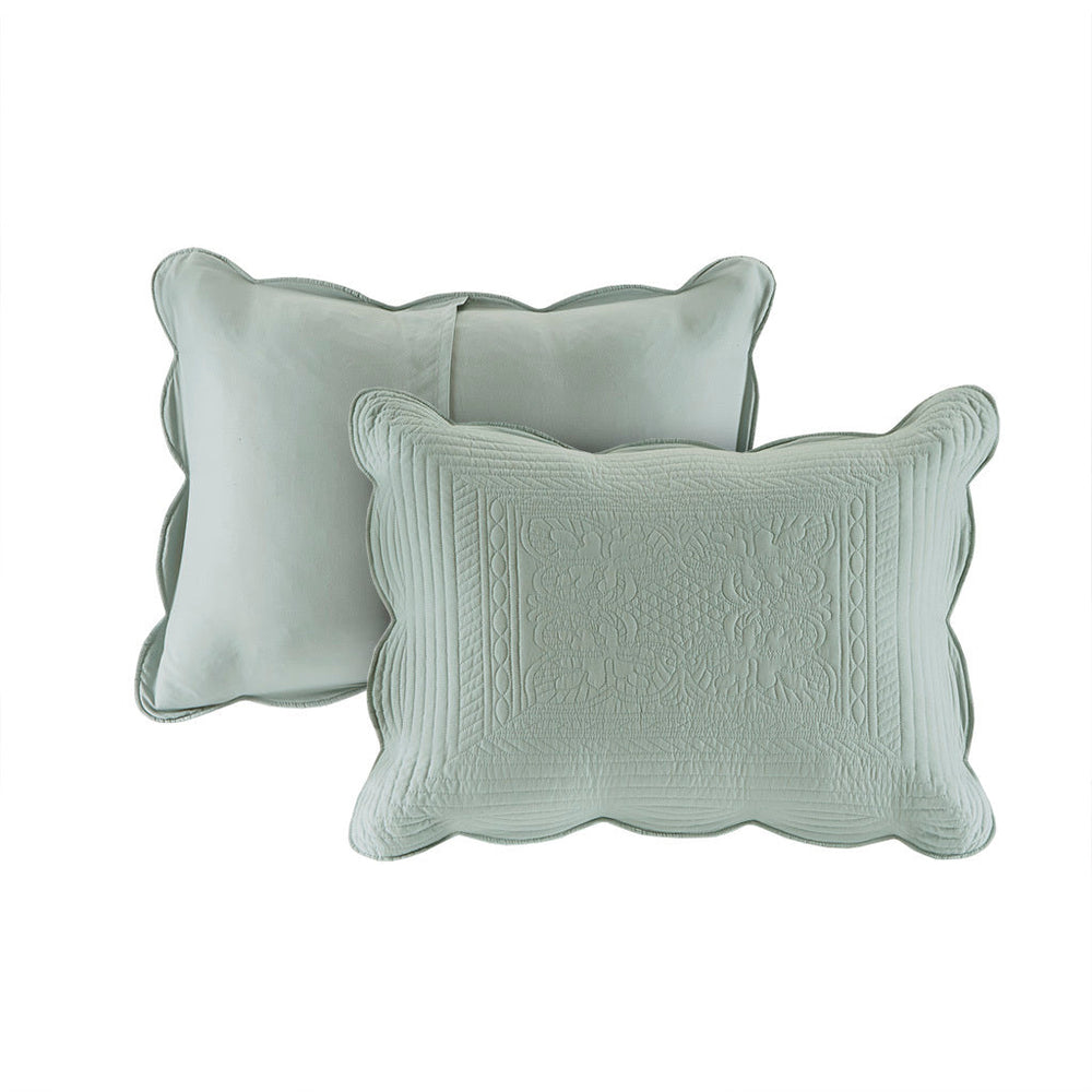 3 Piece Reversible Scalloped Edge Quilt Set Seafoam Full/Queen Media 11