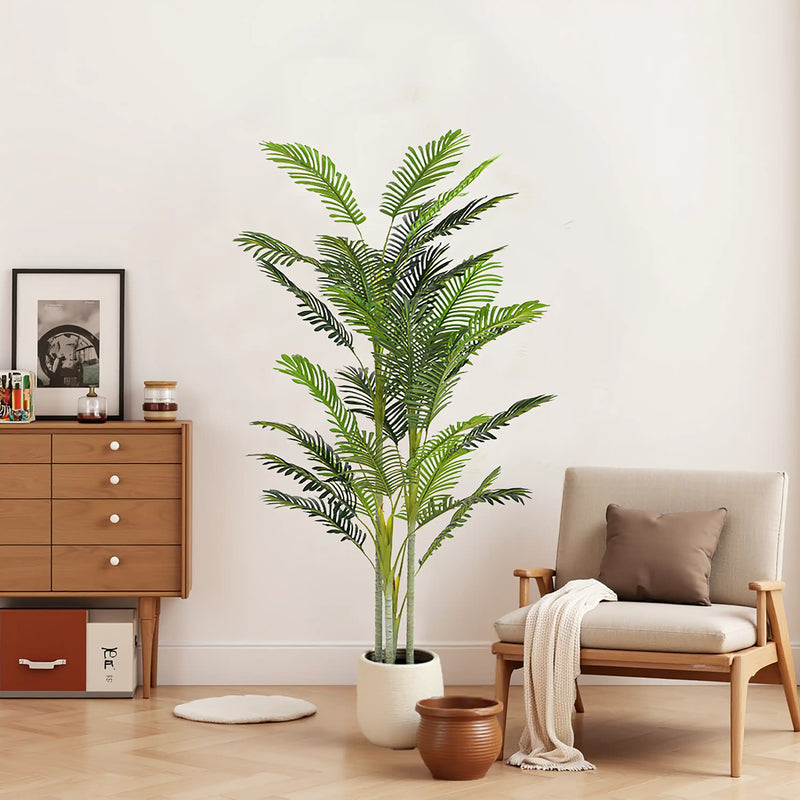 78.5' Artificial Palm Tree with Black Plastic Pot, Set of 2