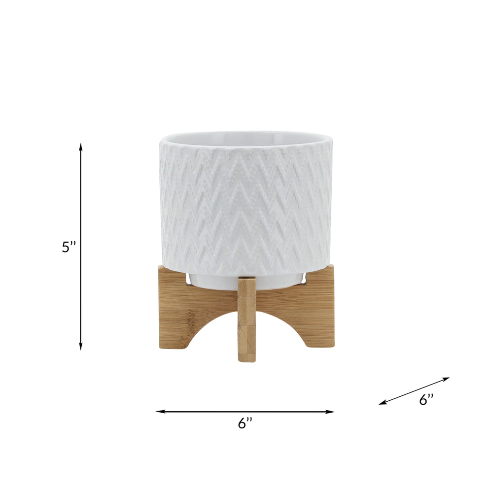 5' CHEVRON PLANTER W/ STAND, WHITE Media 9