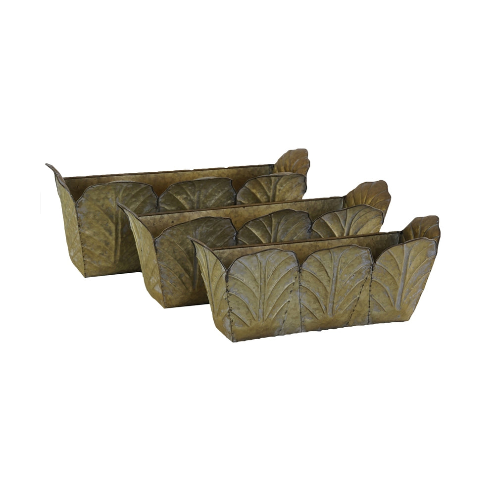 Set of 3 Rustic Wall Metal Planter, L:21.7x8.7x8' M:21.3x8x7.7' S:18x7x7' Media 2