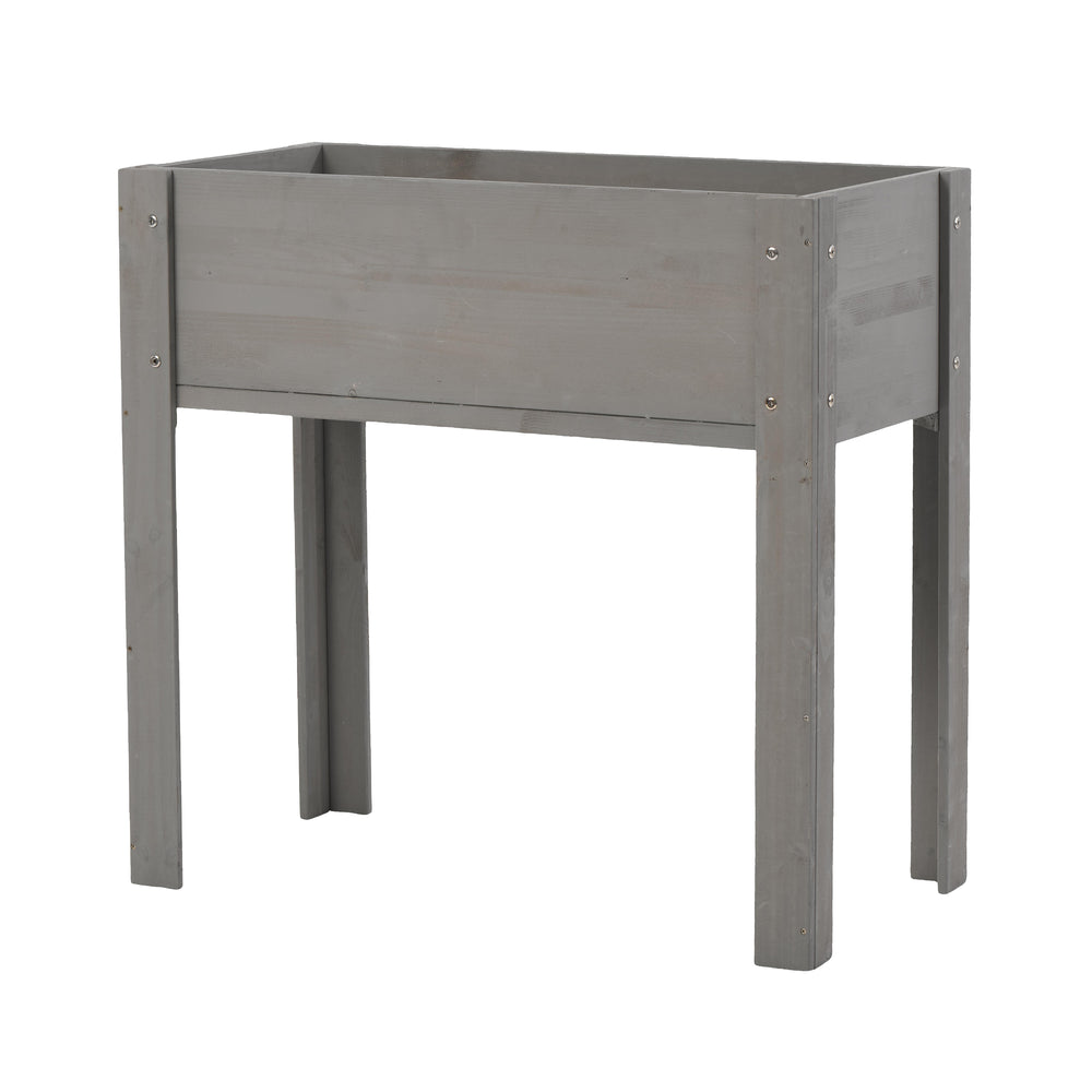 Elevated Wooden Garden Bed 31x16x31 inch with Legs for Outdoor Plants, Flowers, Fruits, Vegetables, Herbs in Grey Solid Wood Media 7