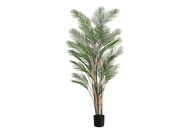Artificial Plant, 83' Tall, Palm Tree, Decorative, Floor, Indoor, Potted, Real Touch, Green Leaves, Black Pot