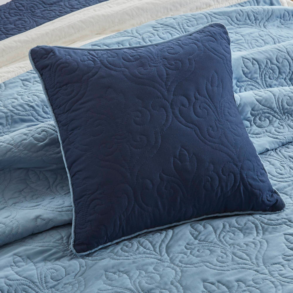 7-Piece King/Cal King 7 Piece Quilt Set with Euro Shams and Throw Pillows,Navy Media 11