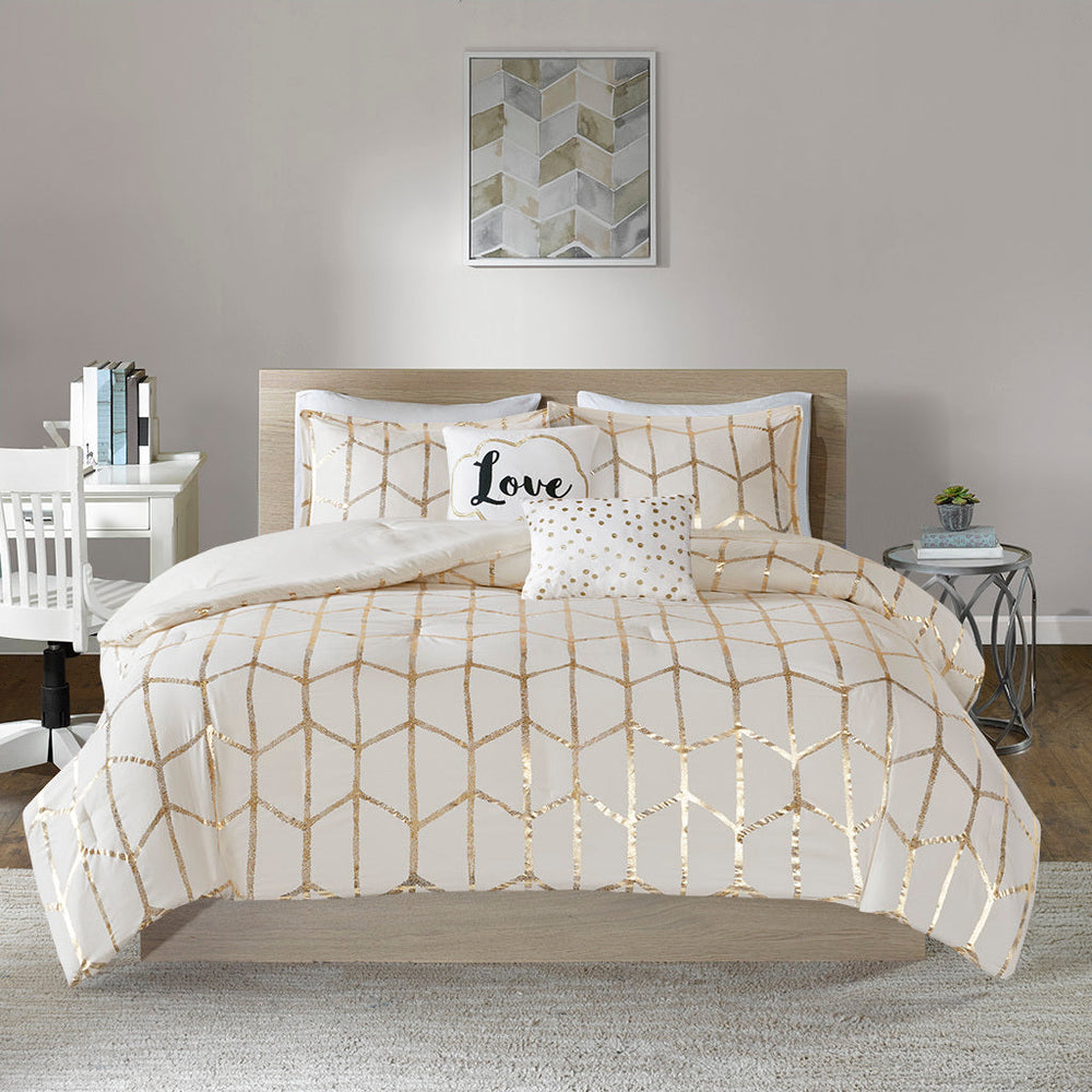 Full/Queen Metallic Printed Comforter Set Media 10