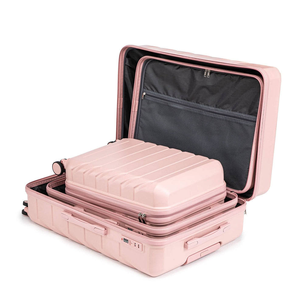 ABS Spinner Luggage 3 Piece Set Pink Matching Color & Combination Lock For Travel Use Media 20