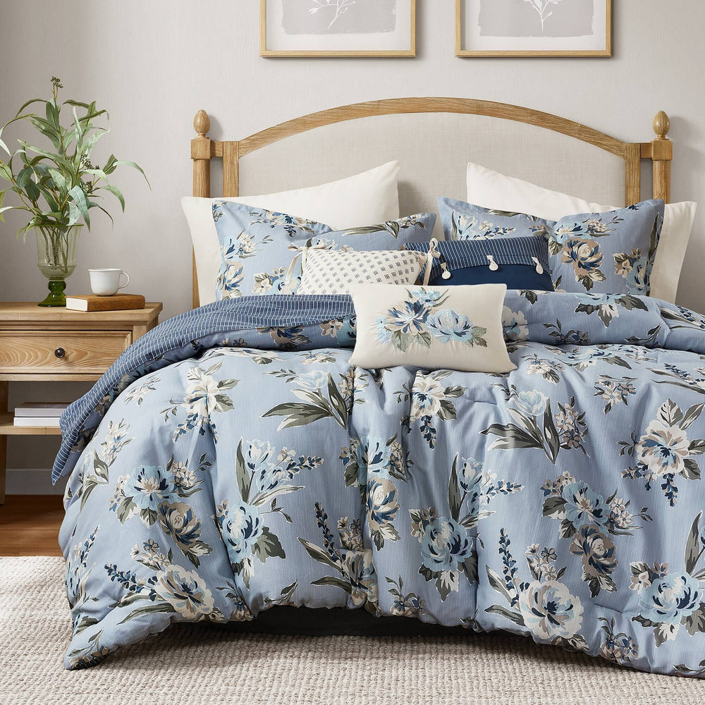 7PCS Cal King Vintage Floral Comforter Set Media 2