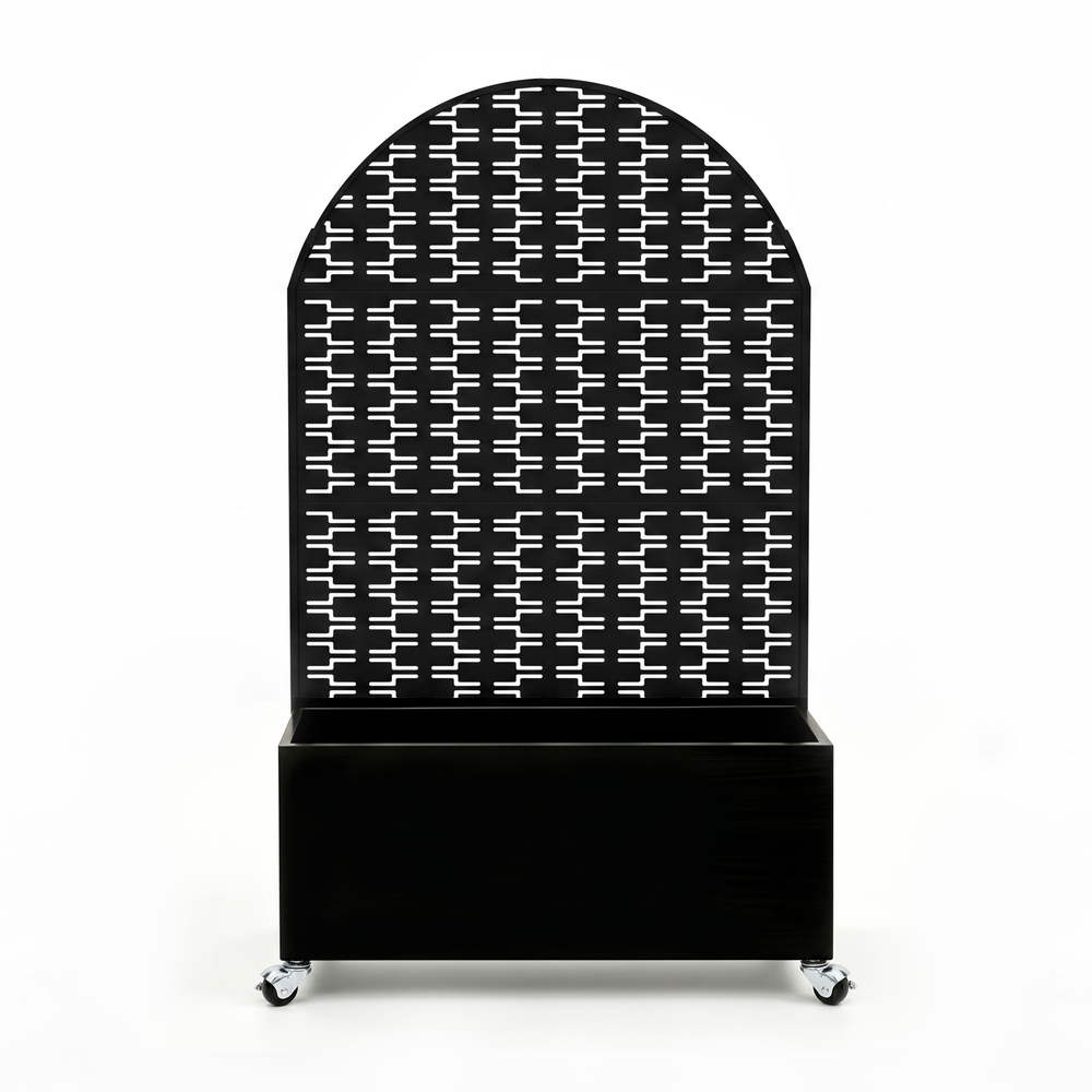 Arched Decorative Privacy Screen with Planter Box, 70.87' Tall Metal Freestanding Fence Planter, 35.04'×15.75'×16.92' Planter Box for Patio Balcony Backyard Media 11