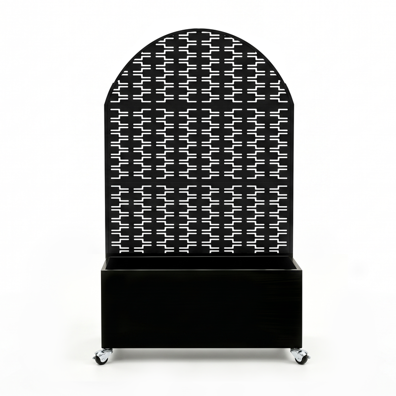 Arched Decorative Privacy Screen with Planter Box, 70.87' Tall Metal Freestanding Fence Planter, 35.04'×15.75'×16.92' Planter Box for Patio Balcony Backyard