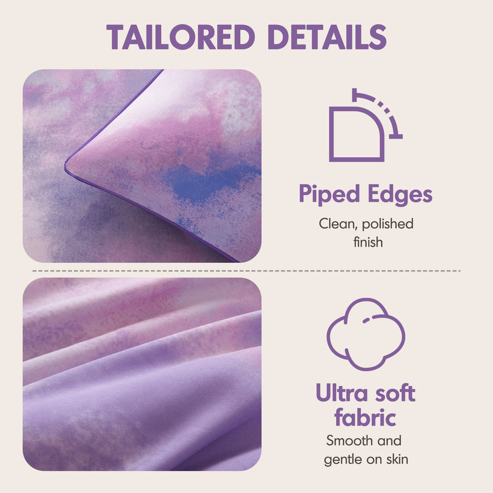3 Pieces Twin/Twin XL Watercolor Tie Dye Printed Comforter Set with Throw Pillow,Purple Media 8