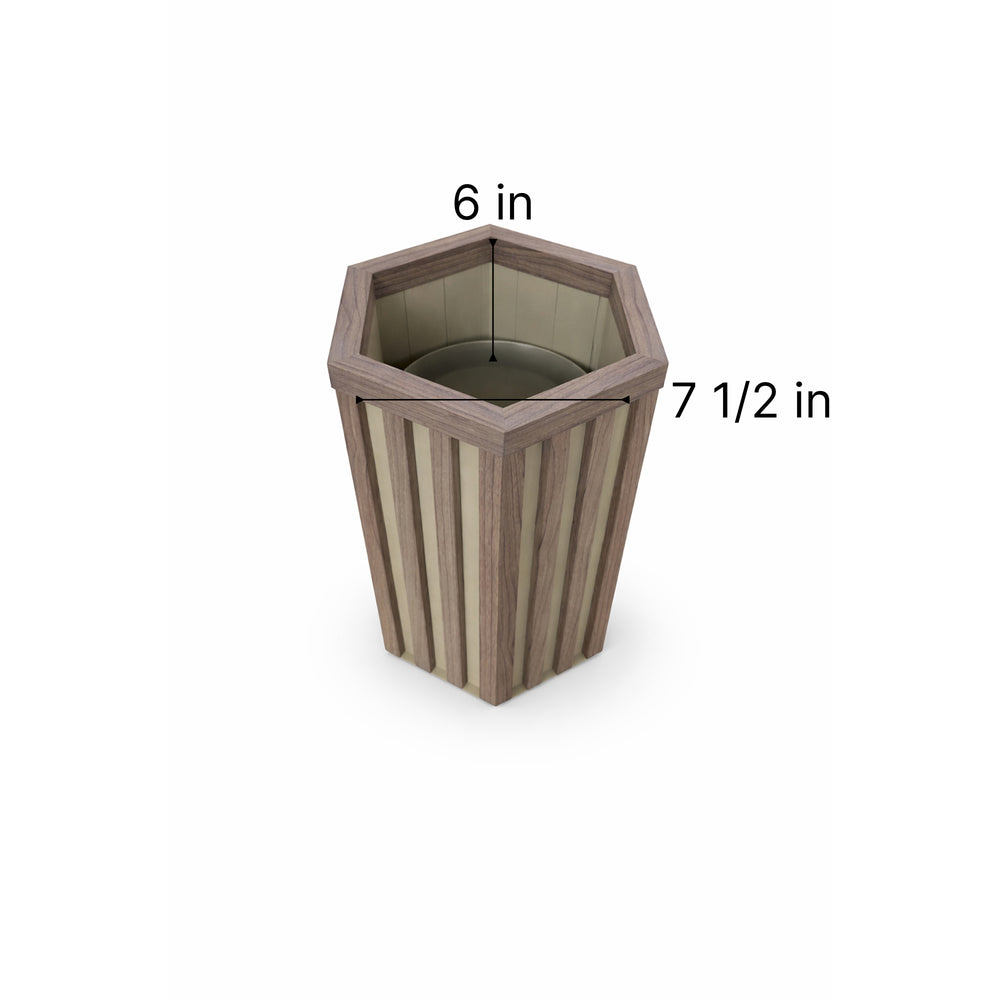 Hexagon Column Planter SM - Ash Brown Media 9