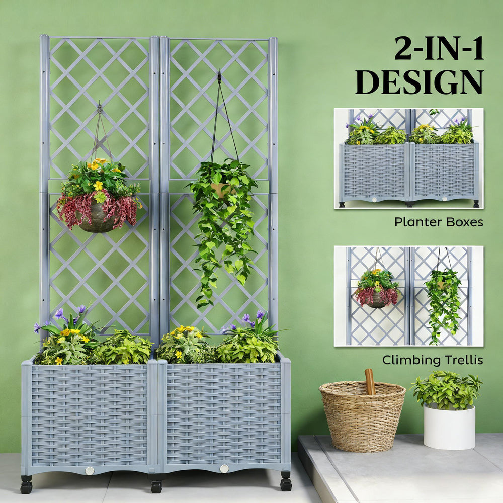 Mobile Raised Garden Bed,Outdoor Stylish Planter Box Media 3