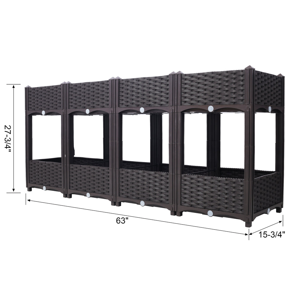 Planter Raised Beds - Elevated Planter Garden Box with Drainage Plug Raised Garden Beds for Vegetable/Flower/Herb Outdoor Standing Planter Beds Gardening Kit,Brown,63'x15.7'x27.7' Media 10