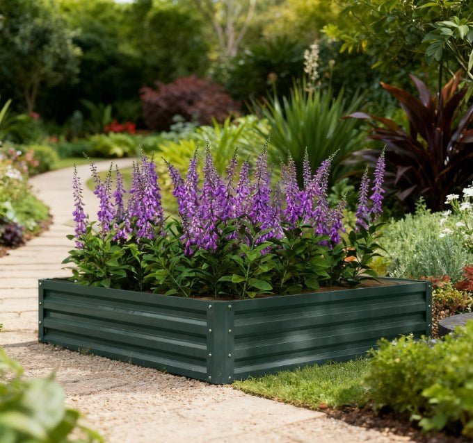 Easy to Assemble Metal Planter Box,Galvanized Raised Garden Bed,for Growing Vegetables, Flowers, Herbs, Succulents Media 1
