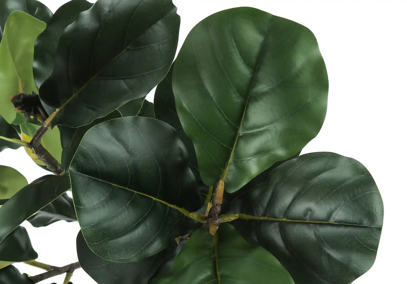Artificial Plant, 47' Tall, Fiddle Tree, Indoor, Faux, Fake, Floor, Greenery, Potted, Real Touch, Decorative, Green Leaves, Black Pot