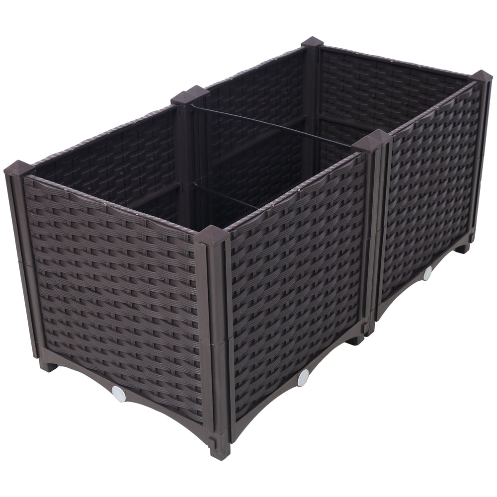 Deep Raised Garden Bed Plastic Planter Boxes for Vegetables Flowers Herbs and Succulents,Self-Watering Planter Box Raised Bed to Grow Flowers, Herbs & Vegetables, 31.5' L X 15.7' D X 14.7' H Media 1