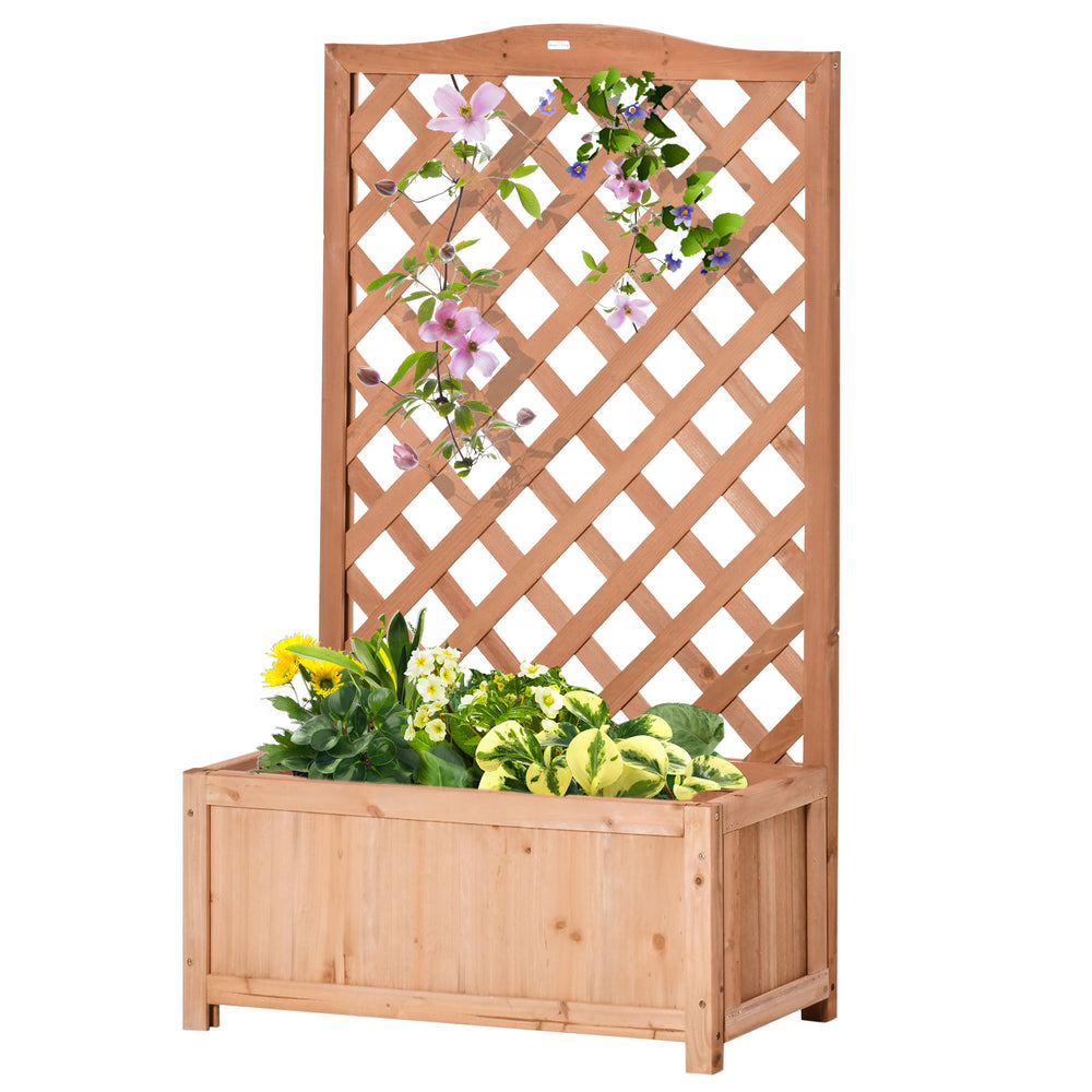 Outsunny Wooden Raised Garden Bed with Trellis, 46' Planter Box, to Grow Vegetables, Herbs, and Flowers for Backyard, Patio, Brown Media 10