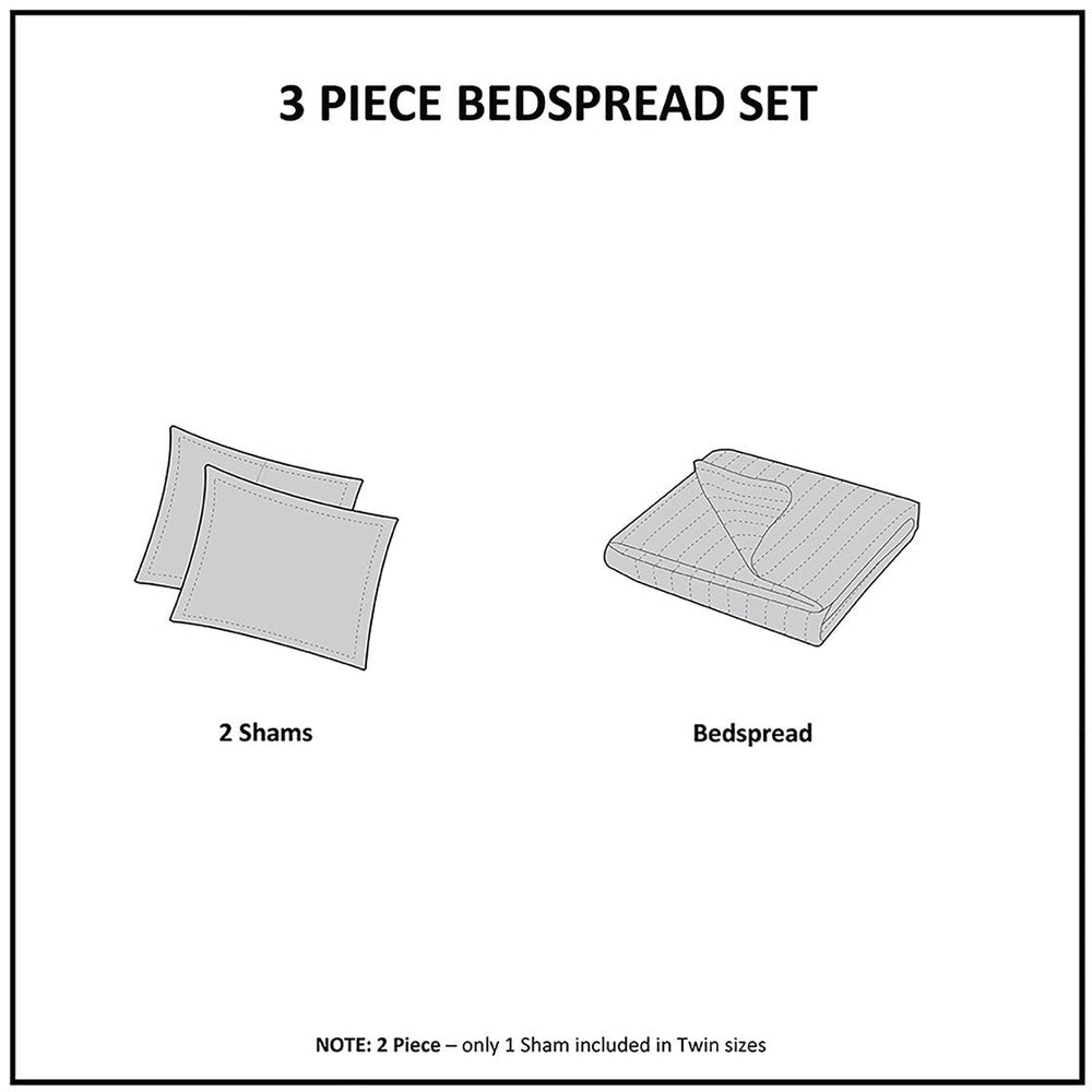 3 Piece Reversible Bedspread Set Navy Full/Queen Media 3