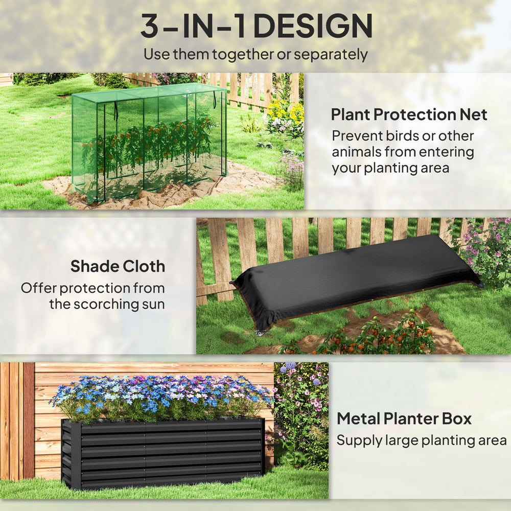 Raised Garden Bed,Galvanized Steel Planter Box with Crop Cage and Shade Cloth,for Flowers, Veggies and Herbs Media 5