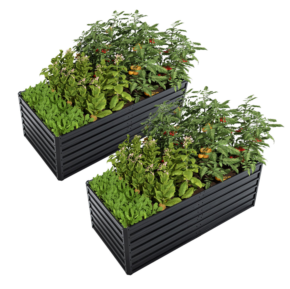 2-Pack 6x3x2 FT Galvanized Metal Raised Garden Beds, Reinforced Rustproof Colored Steel Planter Boxes for Vegetables, Flowers, Herbs and Succulents Outdoor Media 1