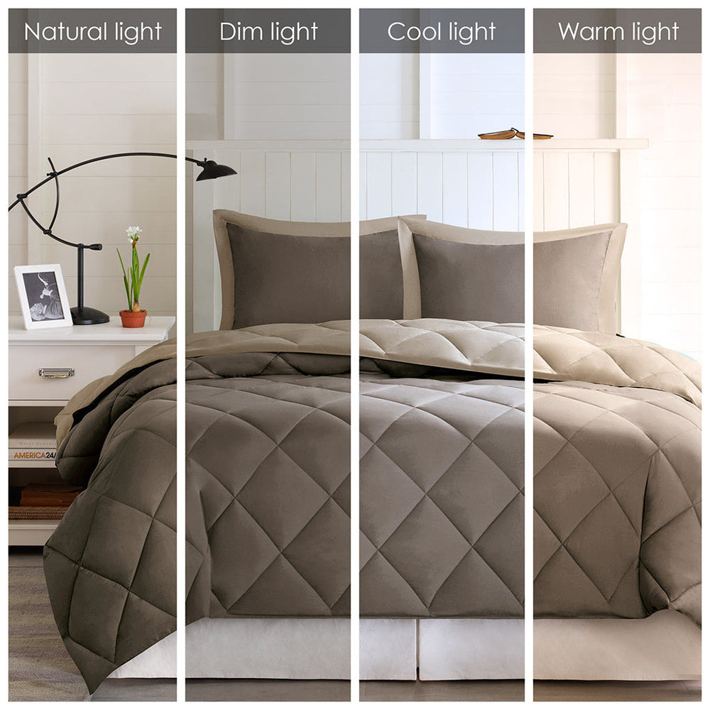 Twin/Twin XL 3M Scotchgard Diamond Quilting Reversible Down Alternative Comforter Set Media 9