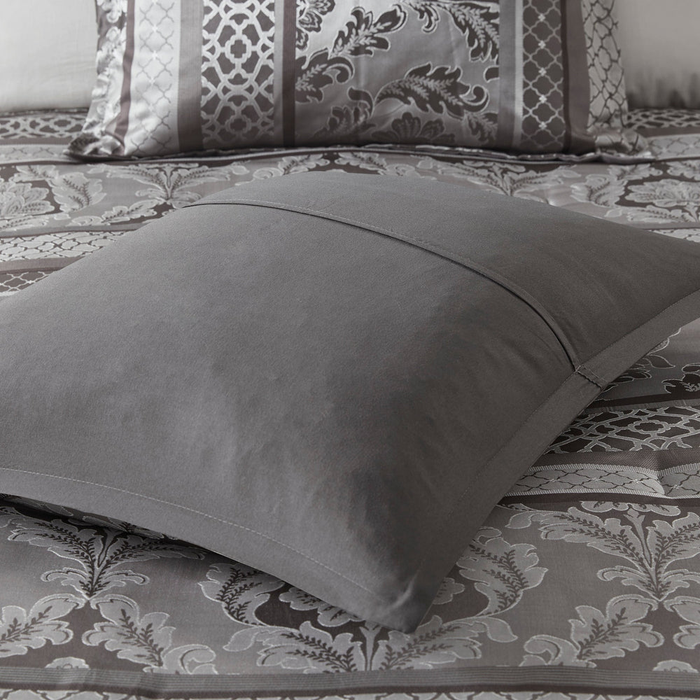 7 Piece Jacquard Comforter Set Grey King Media 2